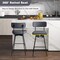 Set of 2 Grey Linen Upholstered Bar Stools with 360 Degree Swivel Metal Frame and 29” Seat Height
